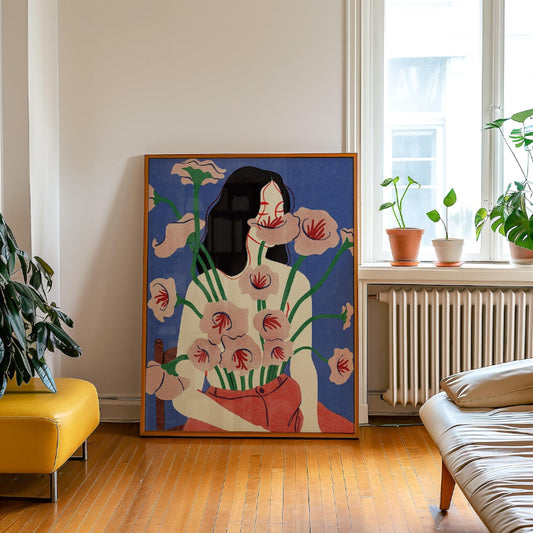 Floral Woman Surreal Art Print